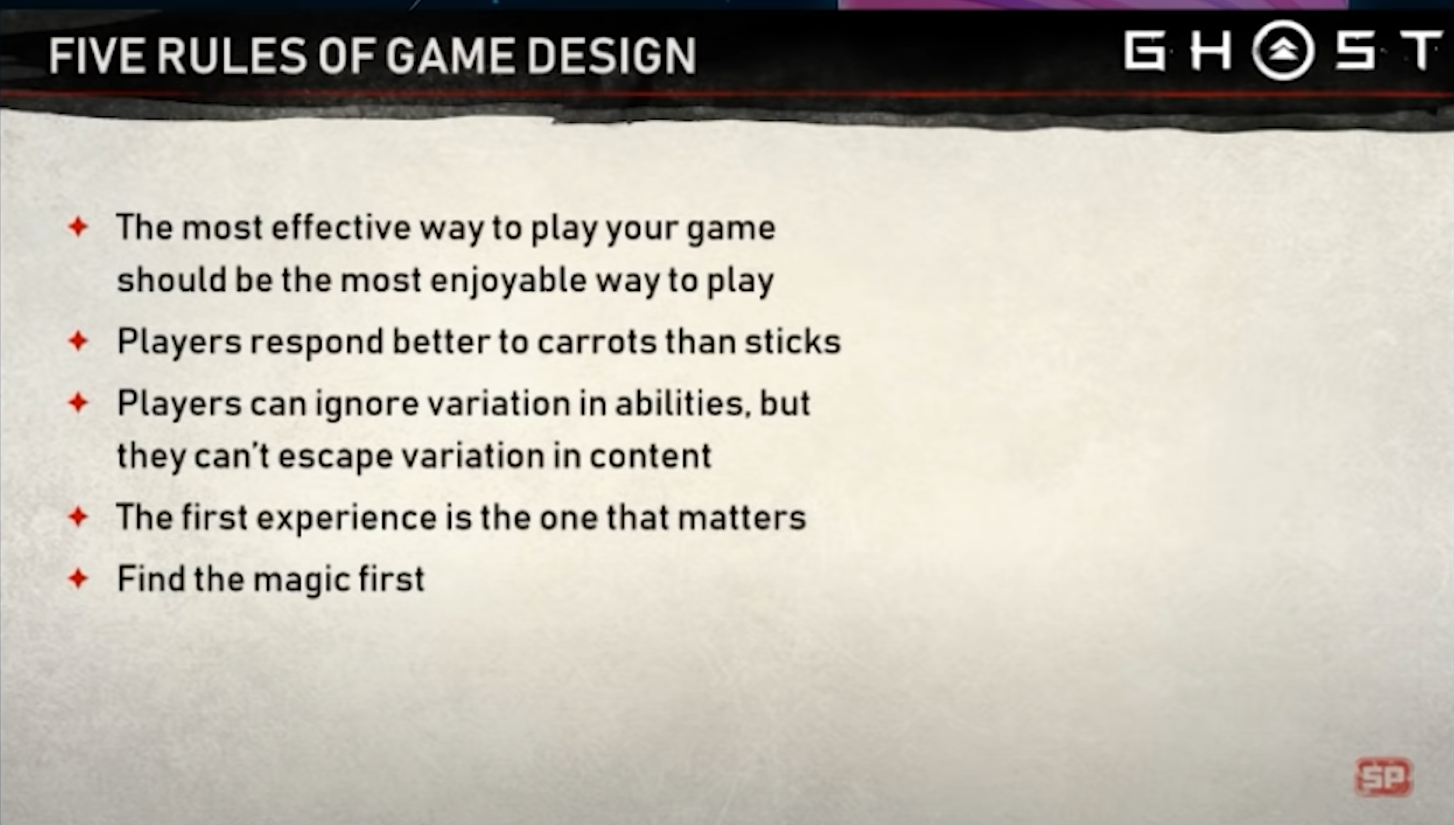 five rules of game design