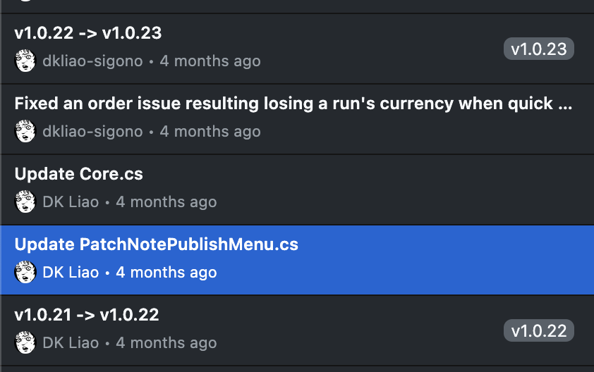 better commit log